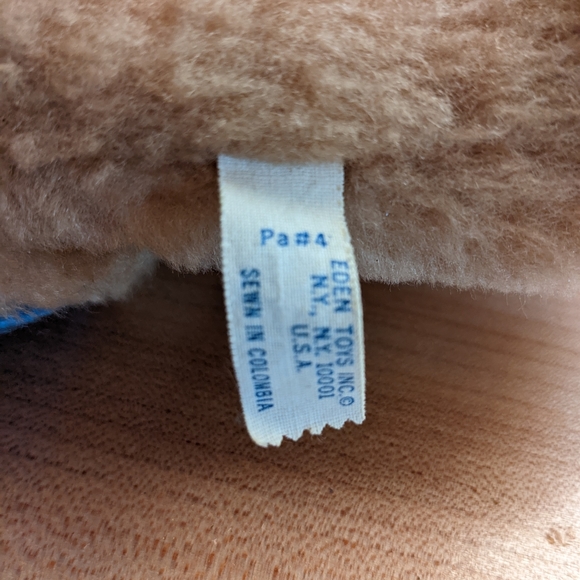 Vintage 1980s Eden Toys Paddington Bear Plush Baby Size w/ Original Blue Coat - Picture 9 of 9